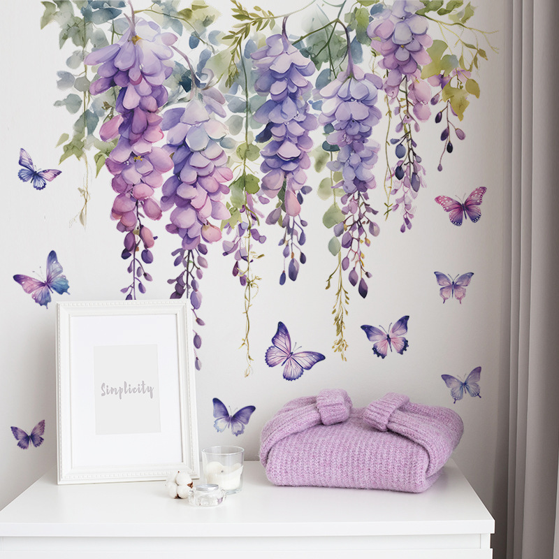 Interior Design Of House - Fioletowe kwiaty rośliny kwiatowe naklejki ścienne