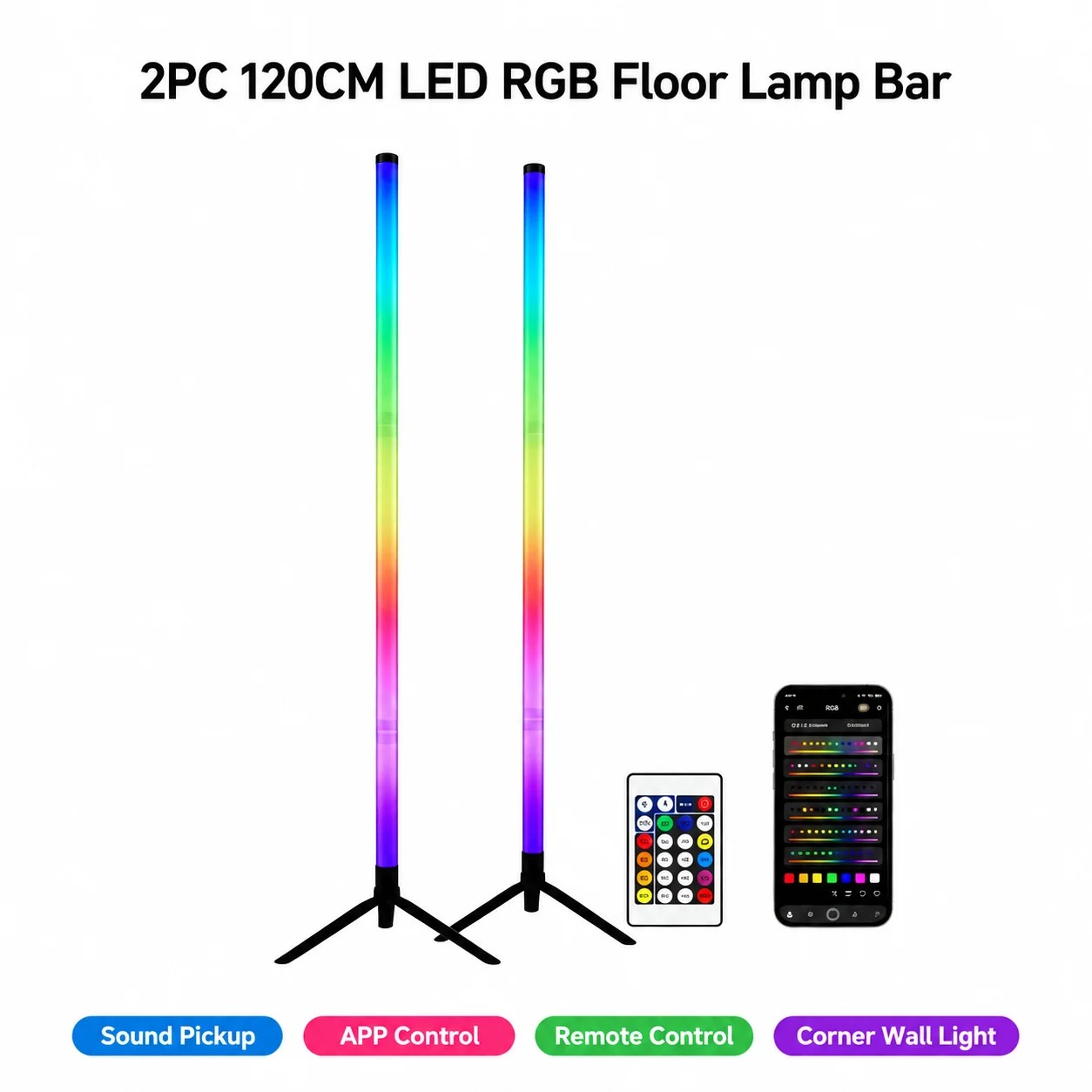 2 SZT. Lampa podłogowa RGB 120 – Interior Design Room recenzja i cena